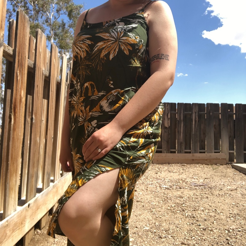 Green Flower Slip Dress